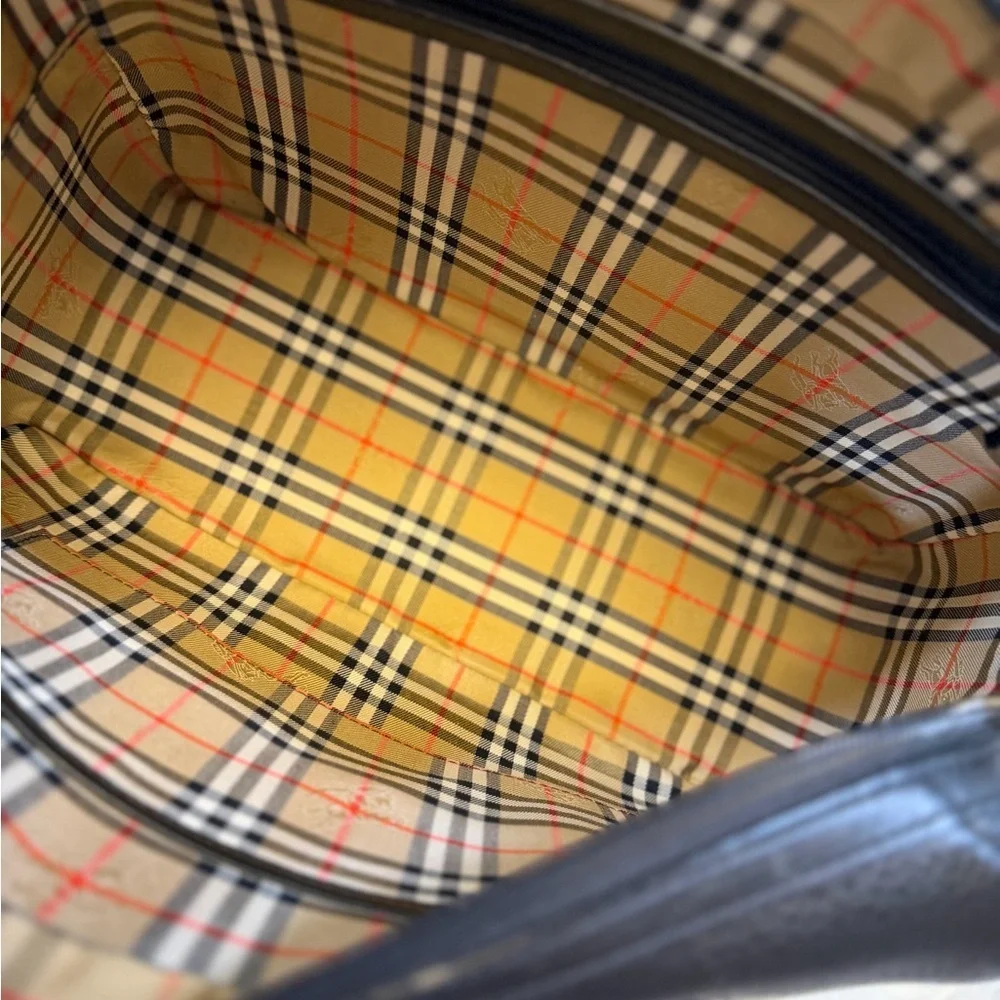 Burberry Black Leather Nova Check Mini Boston Bag - 32cm - Picture 9 of 12